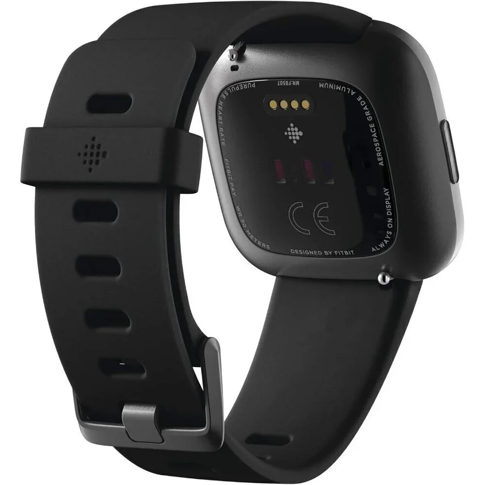 New Fitbit Versa Black Gray 2 Health and Fitness Smartwatch Sealed in Box